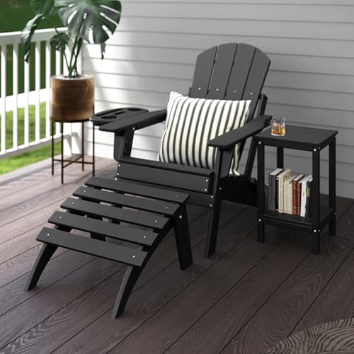Folding Adirondack Ottoman Set of 4, HDPE Footrest - Image 2