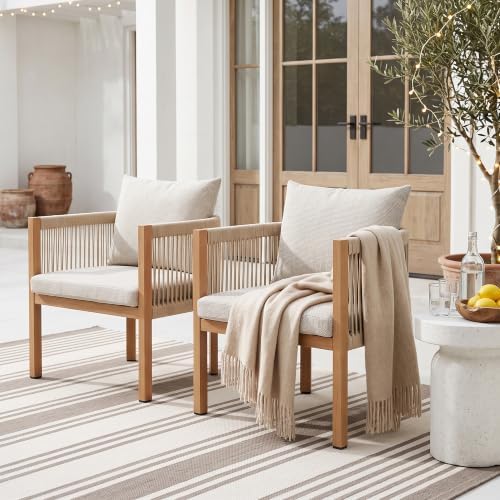 Patio Dining Chairs Set of 4, Rope Rattan Outdoor Dining Chairs - Image 4