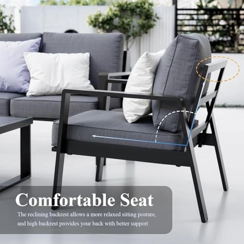 Aluminum Outdoor Patio Furniture Set, 4 Piece Sectional Coversation Sets - Image 3