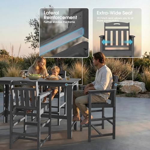 Ciokea Outdoor Bar Set of 3, Heavy-Duty All-Weather Bar Height Table Set Patio - Image 4