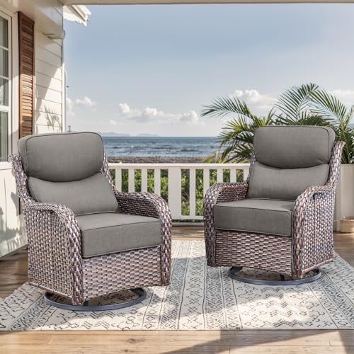 2-Piece Wicker Swivel Rocker Chairs by HUMMUH