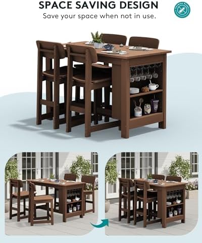 SERWALL 8-Piece Outdoor HDPE Counter-Height Bar Dining Set - Image 6