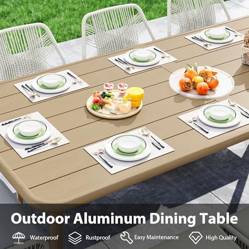 Outdoor Dining Table for 8, Large Rectangular Aluminum Frame Patio Dining Table - Image 5