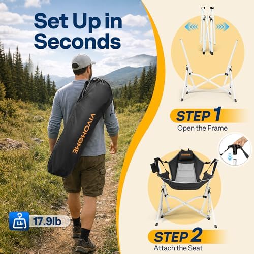 VIVOHOME Reclining Hammock Camping Chair, Portable Rocker Chair - Image 3