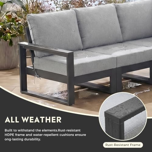Rockaway Outdoor HDPE Left Arm Sectional Patio Corner Club Chair - Image 3