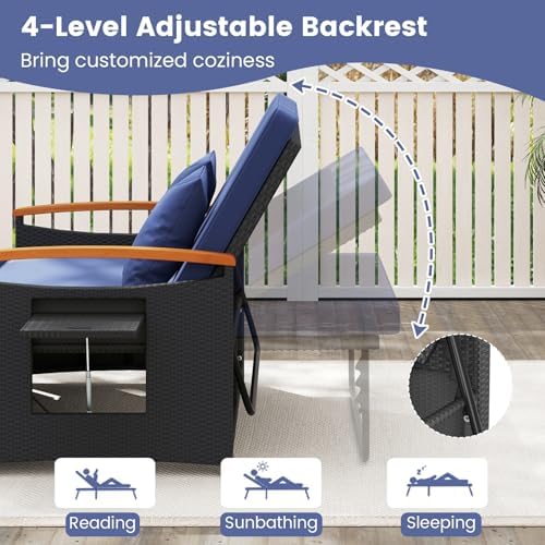 Tangkula Patio Rattan Daybed, Outdoor Wicker Loveseat - Image 5