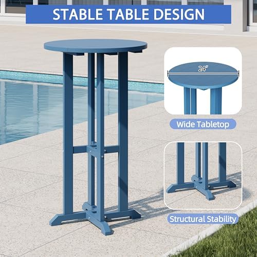 Shintenchi 3 Pieces Outdoor High Top Bar Set, 1 Patio High Top Round Table and - Image 4
