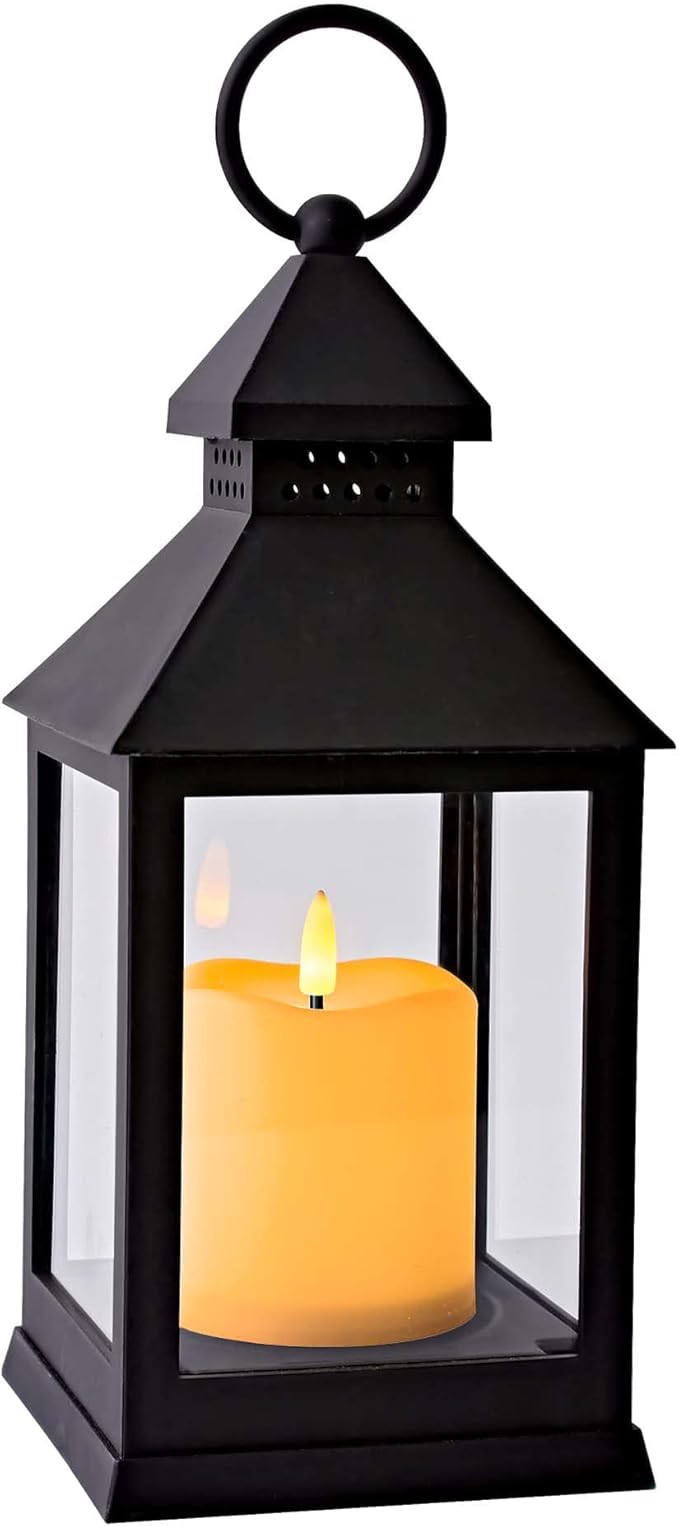 Vintage Lantern Decorative LED Flickering Flameless Candle with Timer, Battery Powered LED Decorative Hanging Lanterns for Indoor Outdoor Garden Yard Home Decor(1 Pack)