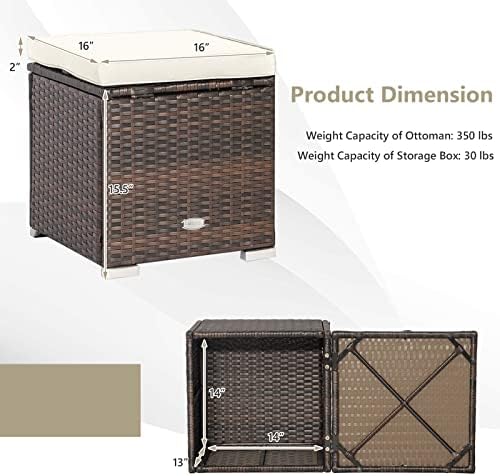 ORALNER 16" Outdoor Ottoman, All-Weather Rattan Cube Footstool w/Removable - Image 6