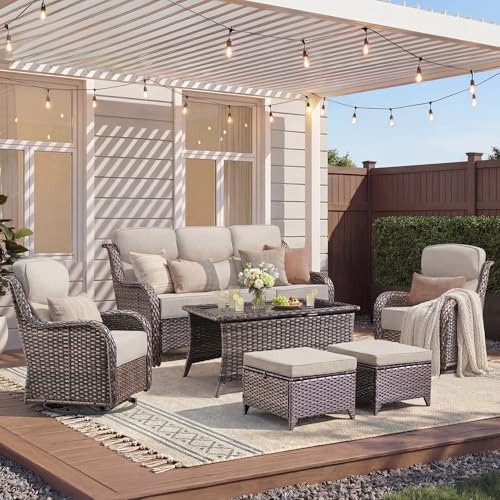 Luxury 6 Pieces Outdoor Patio Furniture Set-All Weather Wicker Outdoor Furniture by JelwalyPatioFurnitureSet