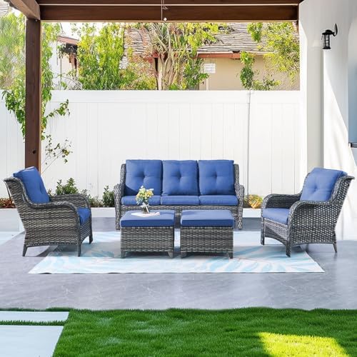 Outdoor Wicker Furniture 5 Pieces Patio Furniture Sofa Set Patio Wicker Chairs by Belord