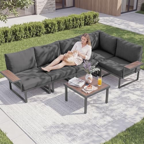 6PC L Shaped Outdoor Sectional Sofa Set by HOMEZILLIONS