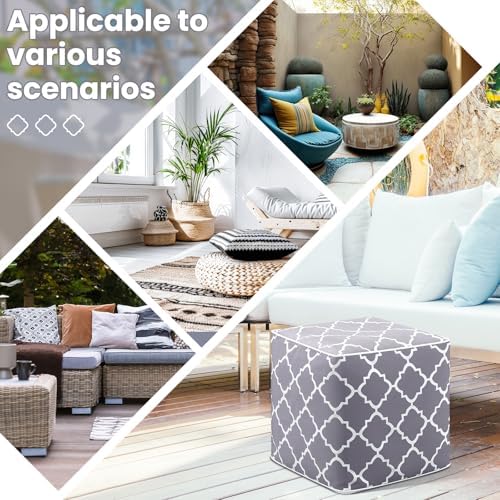 2 Pack Inflatable Outdoor Ottoman Pouf Waterproof Cube 16" Square Blow up - Image 6