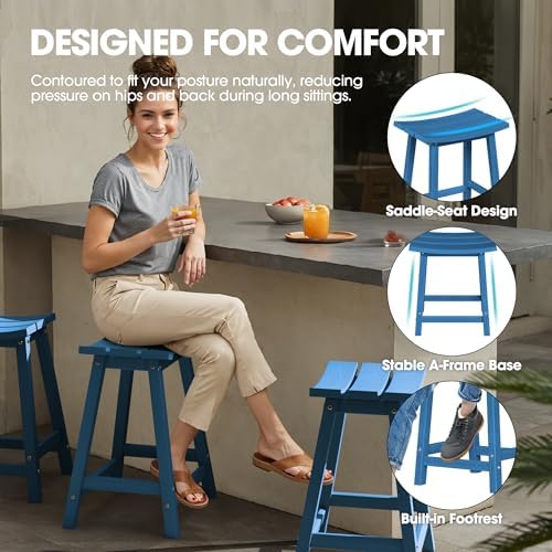 Ciokea 24" Outdoor Counter Height Bar Stools Set of 2 - Image 3