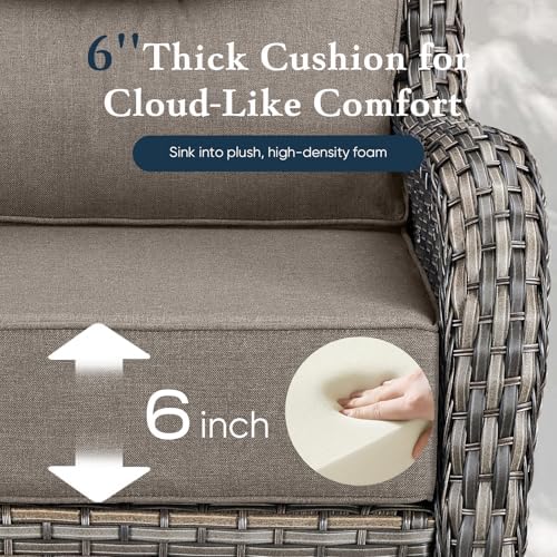Luxury 6" Thick Cushioned Outdoor Swivel Rocker Patio Chairs of 2, High Back - Image 4