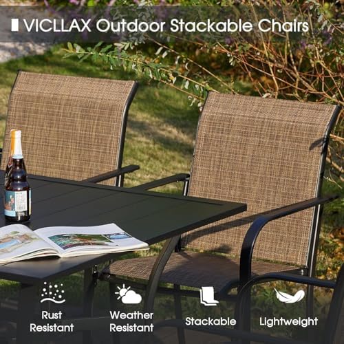 VICLLAX Patio Dining Set for 6, All Weather Metal Outdoor Furniture Set- 47" - Image 3