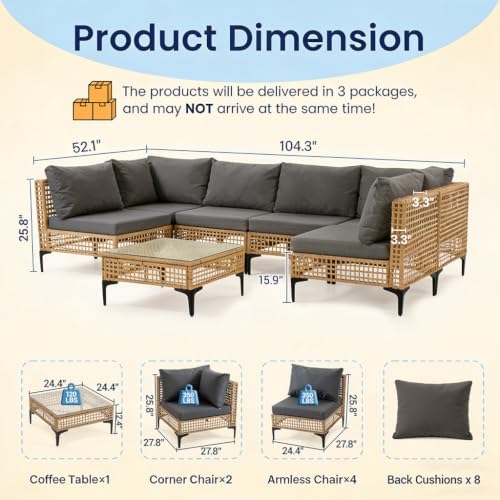 7 Piece Outdoor Patio Furniture Set - Image 2