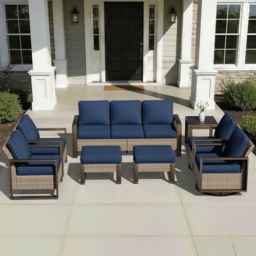 Outdoor Patio Chairs, 8 Pieces Wicker Rattan Furniture Set, 4 Patio Chairs by Joyside