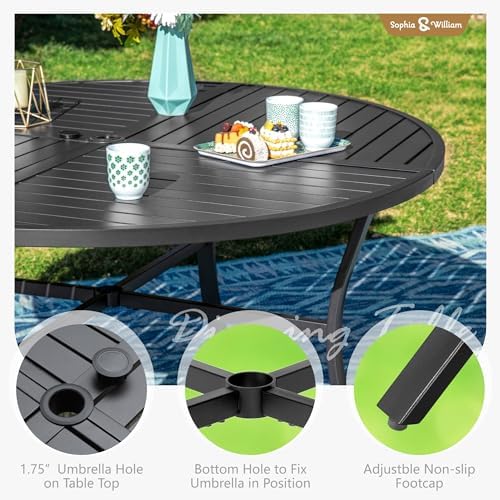 Sophia & William 7-Piece Patio Dining Set, Round Table, PE Wicker Chairs - Image 3