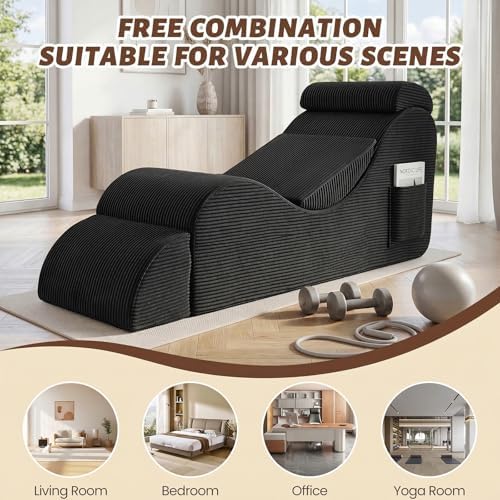 Yoga Chair Lounge for Adult, Ergonomic Foam Chaise Lounge Chair Indoor - Image 6