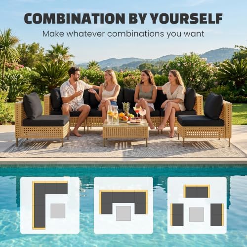7-Piece Patio Furniture Set, Handmade Rattan Outdoor Furniture Set, Outdoor - Image 6
