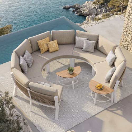 Luxury Patio Furniture Set for 8 People, 6-Piece Curved Patio Conversation Sets by Oasbira