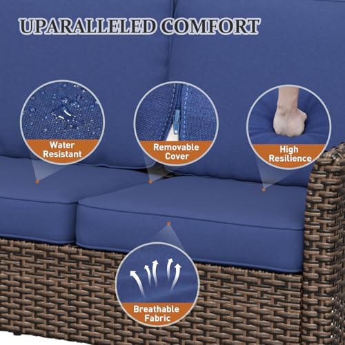 Wicker Patio Sofa, Outdoor Furniture Couch, 3 Seat - Image 3