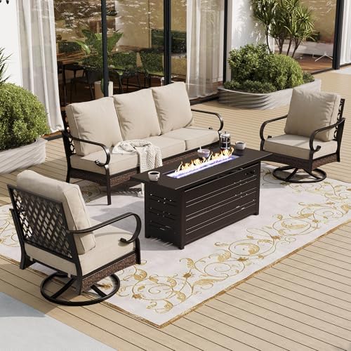 Metal Patio Furniture Set with Fire Pit, 5 Seats by SUNSHINEVALLEY