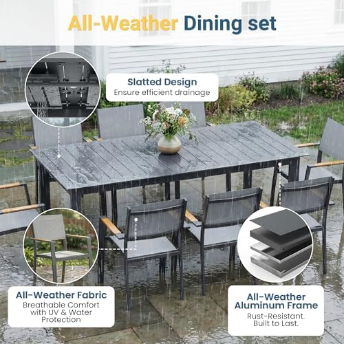 RoyalCraft Aluminum Outdoor Patio Table and Chairs Set - Image 4