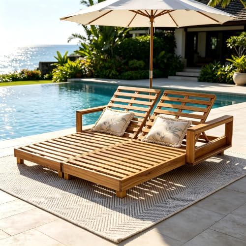 Christopher Knight Home Mari Acacia Wood Chaise Lounge Chair Outdoor, Spacious by ChristopherKnightHome