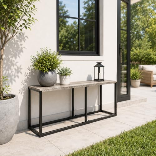 VINGLI Set of 2 47.2 Inch Indoor Outdoor Patio Benches Metal Frame - Image 6