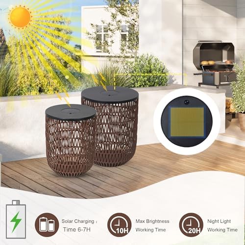 HMVPL Solar Outdoor Side Table Set of 2 - Image 3