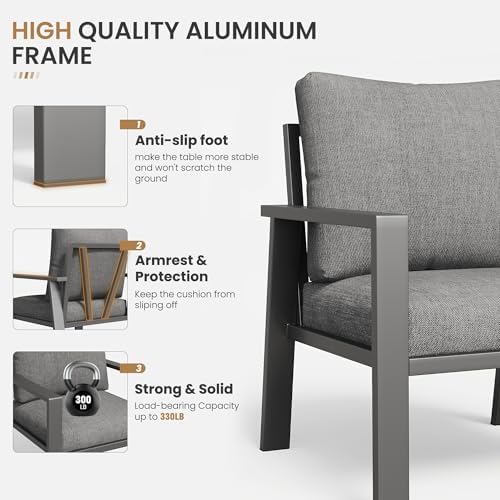 6 Pieces Aluminum Outdoor Patio Furniture Set 6-Seat Deck Furniture Patio - Image 3