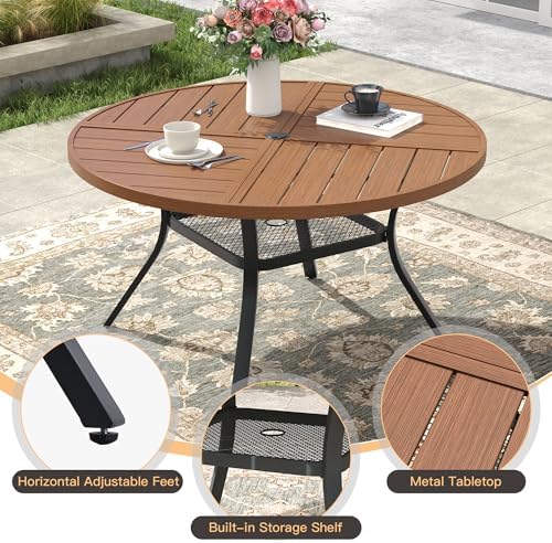 7 Pieces Outdoor Dining Set, Stackable Textilene Paito Chairs & 47.1" Round - Image 5