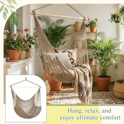 Barydat 1 Pcs Hanging Hammock Chair Boho Swing Chair - Image 4