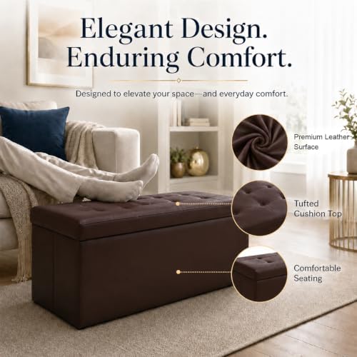 ALASDO 30 Inch Folding Storage Ottoman Bench - Image 2