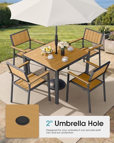 Aluminum Outdoor Dining Set, Patio Square Table and Stackable Chairs - Image 5