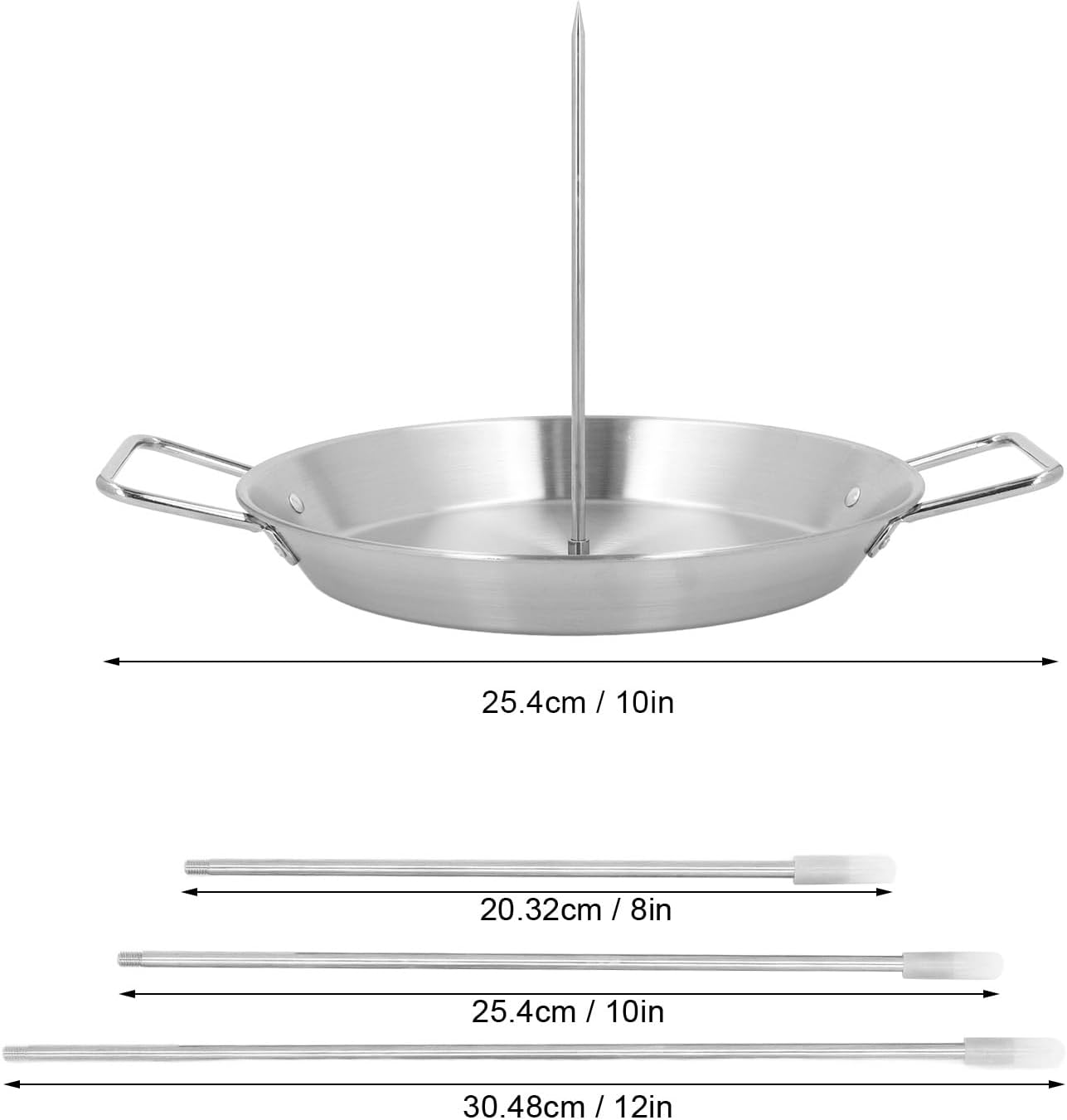 Al Pastor Skewer for Grill, Stainless Steel Vertical Skewer with 8 10 12in Removable Spikes, Spit Stand for Grill Smoker, Oven BBQ