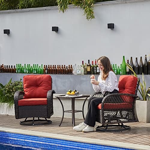 Patio Furniture Set 3 Pieces, Outdoor Swivel Glider Rocker Bistro Set - Image 2