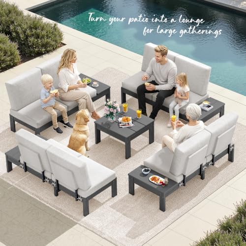 SERWALL HDPE Patio Furniture Set, 8 Seats Outdoor Sectional - Image 2