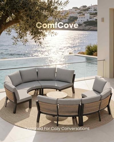 Luxury Patio Furniture Set for 10 People, 7-Piece Curved Patio Conversation Sets - Image 6