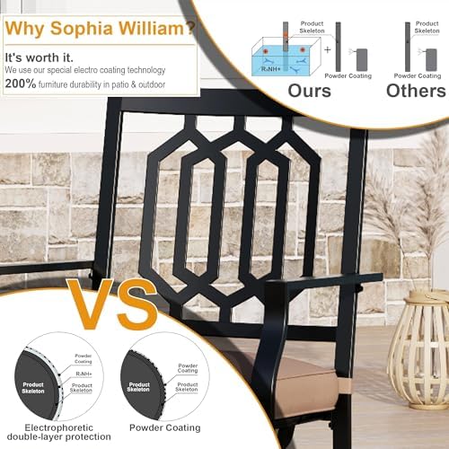 Sophia & William 6 Pcs Patio Dining Set, Swivel&Fixed Patio Chairs&Bench - Image 2
