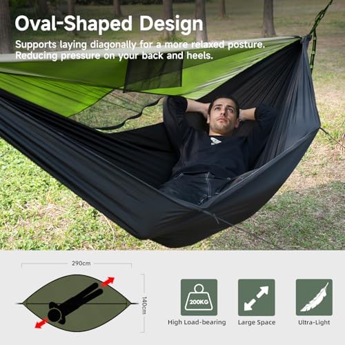 Camping Hammock with Mosquito Net, Sunshade and Ridge Rope, 2 Person - Image 3