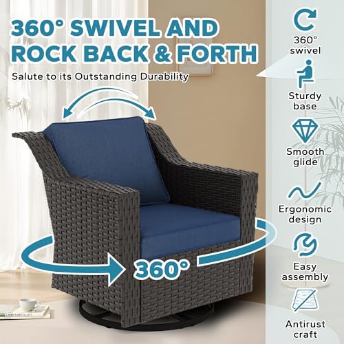7 Piece Patio Furniture Set, Wicker Outdoor Conversation Set - Image 3
