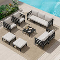 SERWALL HDPE Outdoor Furniture Set, 10 Pieces Patio Sectional Sofa Set by SERWALL