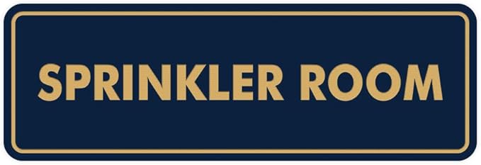 Signs ByLITA Standard Sprinkler Room Sign (Navy Blue/Gold) - Medium