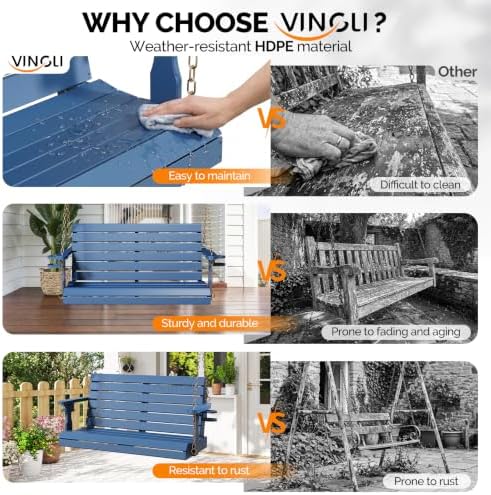 VINGLI 4 FT HDPE Porch Swing Outdoor - Image 7