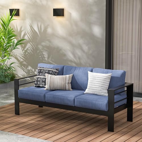 Wisteria Lane Aluminum Outdoor Sofa, 3 Seats Patio Couch All-Weather Rust-Proof by WisteriaLane