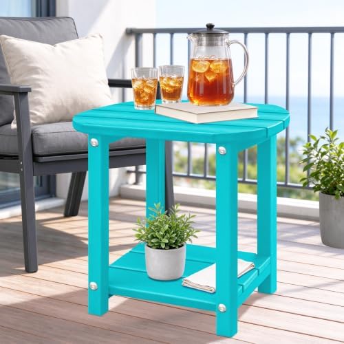 2-Tier Patio Side Table, Heavy Duty HDPE Outdoor End Table - Image 2