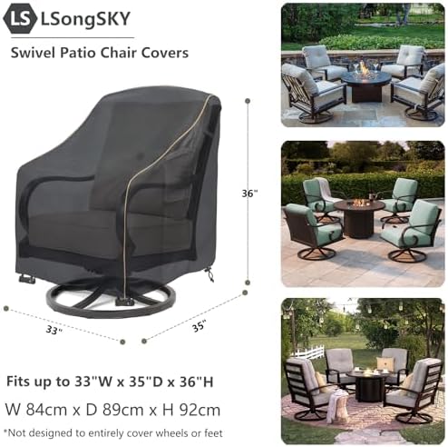Patio Swivel Chair Cover 4 Pack, Waterproof Heavy Duty Outdoor Chair Covers - Image 3